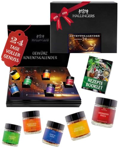 Hallingers Starstaub Special Calendrier de l'Avent de luxe, épices et arôme intense dans des bocaux à visser, variété sélectionnée à la main (ensemble) – Idées cadeaux de Noël et cadeaux |