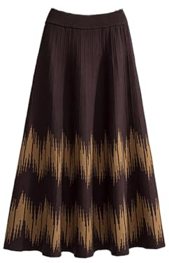 SUIUOI Jupe d'hiver en laine pour femme - Jupe midi chaude avec plis - Jupe plissée élégante en jersey - Taille haute - Jupe midi vintage longue pour l'automne et l'hiver, 2 # marron, taille unique