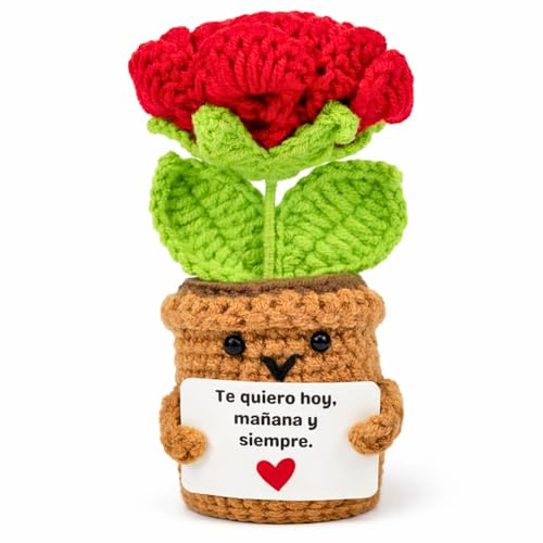 Rosa Eterna de Ganchillo - Regalo Aniversario para Pareja, Novia o Mujer | Detalle Original de San Valentín, Sant Jordi o Cumpleaños para Enamorados | Regalos Románticos para decir “Te quiero” (Rosa)