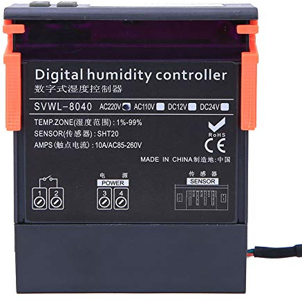 HEEPDD Contrôleur d'humidité Numérique 220 V avec Correction de Précision, Affichage LED Clair 3 Bits, Coque étanche de 1 à 99 % HR pour les Environnements de Serre Industrielle Domestique