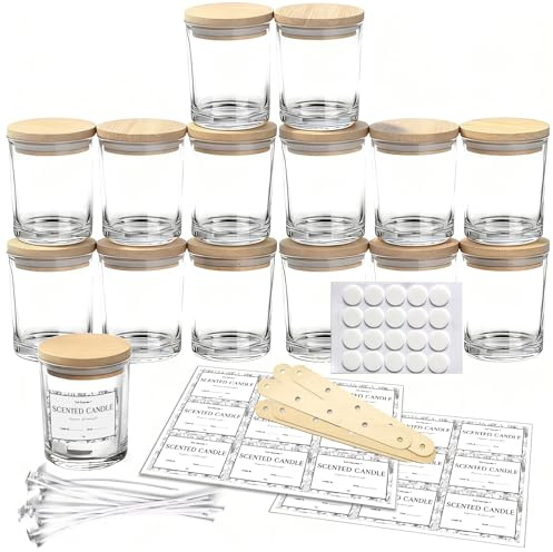 15 Pack 7oz Glass Jars with Airtight Lids – Empty Canning Jars for Candle Making, Spice Storage, Food Preserving, Honey, DIY Crafts, Wedding Party Favors