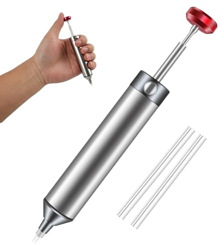 Bomba de Succión de Estaño, Bomba Desoldadora de Aluminio, Bombas de Succión al Vacío con Boquilla de Silicona Ajustable, Bomba Desoldadora al Vacío, para Trabajos Precisos y Seguros (150mm)