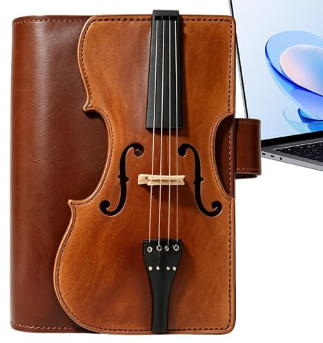 Genérico Cuaderno Piel Bloc de Escritura Recargable con Diseño de Violín
