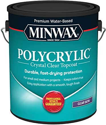 MINWAX 1 Gallon Satin Polycrylic Protective Finish 13333 - Pack of 2 (2 x 128 fl oz, Transparent, Water Based, Satin, Covers up to 350 sq. ft. per gallon, For Wood)