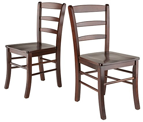 Winsome Benjamin Ladder Back Chair Set of 2 in Walnut, Classic Backed Kitchen & Dining Room Chairs, Simple & Elegant Home Seating Solution, Great for Office, Hallway, Bedroom