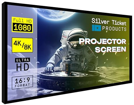 Silver Ticket Products STR Series 6 Piece Home Theater Fixed Frame 4K / 8K Ultra HD, HDTV, HDR & Active 3D Movie Projection Screen, 16:9 Format, 120 Diagonal, Woven Acoustic Material STR-169120-WAB