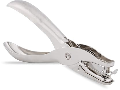 Brillaint Style Single Hole Punch Single Hole Pliers Punch One Hole Chrome Metal Perforator - 10 Sheet Capacity
