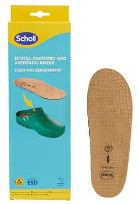 Scholl Solette Anatomiche e Antistatiche, Solette Unisex per Clog Evo, Taglia 41-42, Confezione da 1 paio