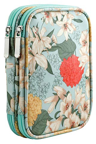 Coopay Crochet Hook Case, Ergonomic Crochet Hooks Organizer Empty, Crocheting Tools Storage Bag for Traditional Standard Aluminum Hook, Travel Zipped Crochet Holder with Accessories Compartments