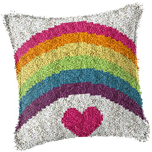 DIY Latch Hook Kit Wurfkissenbezug Knupfset Teppich Kniupfteppich Set Kniipfkissen Zum Selber Kntipfen Erwachsene Kinder Knipfpackung Mit Kniipfhaken Sofakissen Kissen Bastelset 43X43cm,B