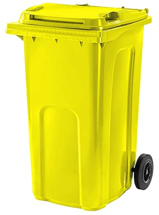 GBBSafety 240L Wheelie Bin with Rubber Wheels, Indoor or Outdoor Bin for Medical Waste, for Rubbish, PPE, Clinic Waste, UK-Manufactured, Council Waste Home Office (Yellow)