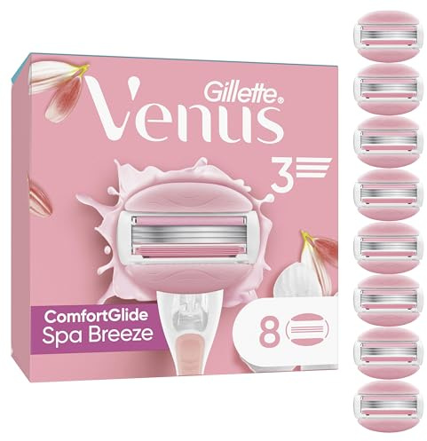 Gillette Venus Comfortglide Spa Breeze Women's Razor Blade Refills, Pack of 8, 3 Built-in Blades for a Smooth, Close Shave that Lasts