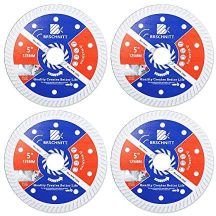 Disco Diamantato 125mm - BRSCHNITT Dischi Taglio Cemento per Calcestruzzo, Pietra, Mattoni, Granito,Cemento,piastrelle tagliare(4 pezzi).
