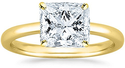 Houston Diamond District 0.75 to 5 Carat Lab Grown Solitaire Princess Cut IGI CERTIFIED Diamond Engagement Ring (E-F Color VS1-VS2 Clarity) 14K Yellow Gold 0.75 Carat Size-6.5