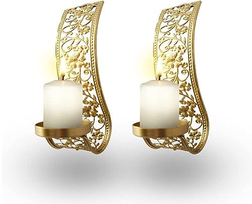 UNISTRENGH - Candelabros de pared para salón, cuarto de baño, comedor, juego de 2 (D)