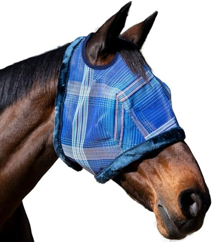 Kensington UV Fly Mask with Fleece Trim - Protective Mask with Dual Ear Opening & Forelock Freedom - Large, Kentucky Blue