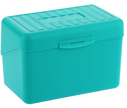BSTKEY 4 x 6 inch Plastic Index Card Holder Recipe Card Box, 1 Green Flash Card Case Note Card Box Storage Organizer for 10 x 15cm Index Card Flashcard Recipe (No Cards)