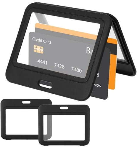 3 Stück Ausweishülle Doppelseitigem Fenstern Schwarz Horizontal Karten Schutztasche Wasserdicht Kartenhülle Hartplastik Ausweishalter Mit Transparenter für Ausweis Kreditkarten Führerscheine