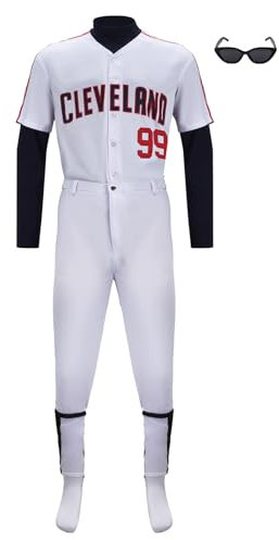 LIKUNGOU Herren Ricky Vaughn Kostüm 99 Baseball Jersey Outfit Hemd Hose Brille Sport Cosplay Anzug (XXL)