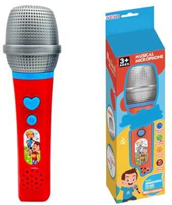 Jouets Microphone Enfant sans Fil Écho Physique Wireless Microphone Karaoke sans Batterie Micro Enfant pour Chanter Fille Garçon Jouets Rétro Magique Montessori Amplifie de Vocale Voix (Rouge)