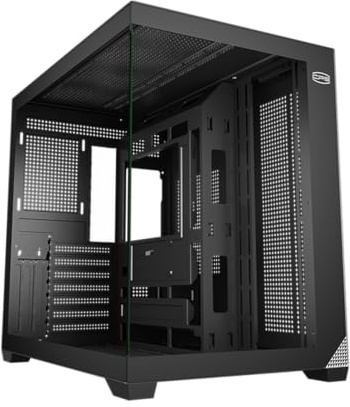 PCCOOLER PC Case ATX Mid Tower, Tempered Glass & Mesh Front, High Airflow, E-ATX/ATX/Micro-ATX/ITX Support, 360mm Radiator Support, Tool-Free Design – Black (C3T700 No Fans Included)