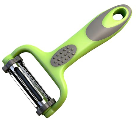 Frutilexia Eplucheur Légumes, 3 en 1 Econome Legumes, Epluche Legume, Econome a Julienne, Éplucheur Pomme de Terre, Poignée Antidérapante, pour les Carottes et Divers Fruits et Légumes, Vert