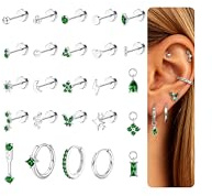 KRFY Piercing Helix Boucles d'Oreilles Femme Acier Inoxydable Oreille Piercing Cartilage Or Argent Boucles d'Oreilles Hypoallergéniques Cartilage Helix Tragus Oreille Piercings-SG