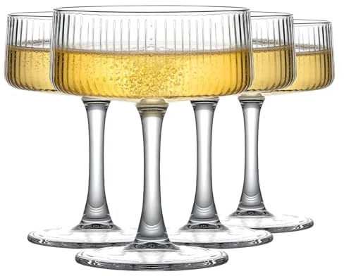 MYKAGS Set of 4 Martini Glasses, 260ML Crystal Coupe Glasses Cocktail Glasses, Lead-Free, Suitable for Family Life and Party Ceremonies