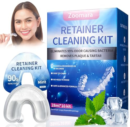 28 ml 10 pezzo Professionale liquido Pulizia dentiere, Pulitore quotidiano per Protesi Dentale, Freschezza, Per Apparecchi Trasparenti, Protesi e Allineatori, Per casa, ufficio, viaggio