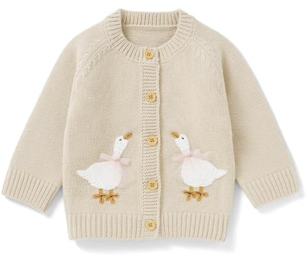 DovFanny Cotton Baby Knitted Romper Girl Boy Cozy Clothes & Socks Set | Infant Warm Sweater Knitted Long Sleeve Jumpers with Cute Goose