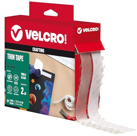 Velcro Brand Thin Clear Tape 5 Yards x 3/4 Inch Cut Strips to Length Fixing Solution for Home, Office or Craft Large Roll 91325, Nylon, 15ft x 3/4in