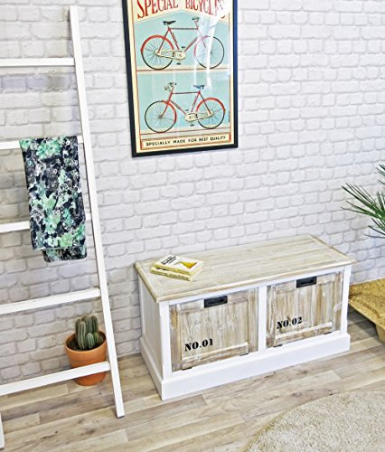 My Flair Riviera Schuhkommode/Sitzbank / Sideboard, französicher Landhausstil mit Shabby-Chic, 0784JO