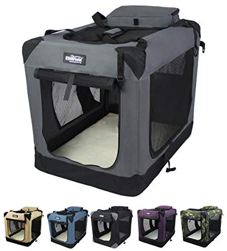 EliteField 3-Door Soft Dog Crate with Bed & Carrying Bag (2-Year Warranty)
