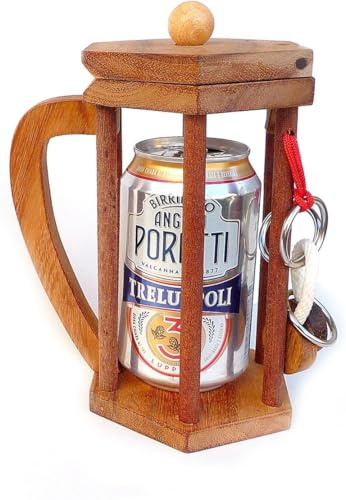 Logica Juegos Art. para Los Que No Beben Cerveza - Rompecabezas de Madera Preciosa - Rompecabezas Porta Botellas - Dificultad 4/6 Extrema - Colección Leonardo da Vinci