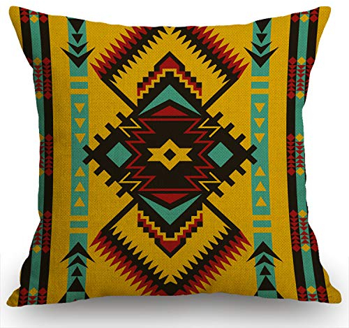 Swono Tribal Kelim Kissenbezug, Azteken-Kissenbezug, Boho-Kissenbezug, afrikanisches ethnisches Muster, Kissenbezug für Heimdekoration, Sofa, Couch, 45.7x45.7 cm, Leinen, Bauernhaus-Dekorationen