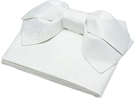 RAINDEWLL Kimono Obi Belt Traditional Pre Tied Bow Japanese Yukata Belt for Kimono Halloween White