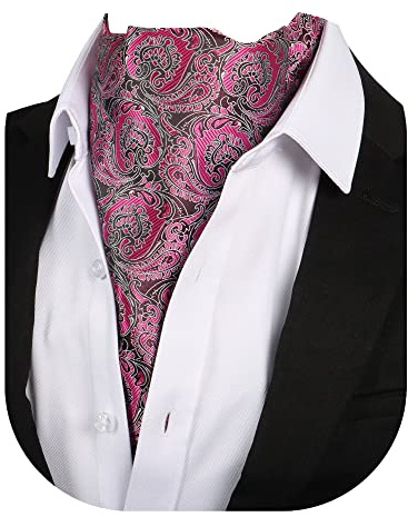 Beaface Män kravatt slipsar, Ascot slipsar kravatt för män paisley blommig jacquard vävd kravatt slips bröllop affärer fest vardaglig, Rosa lila, en storlek
