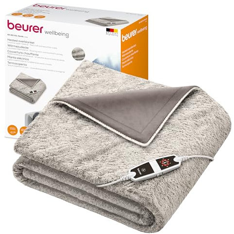 Beurer HD150 XXL UK Cosy Nordic Electric Blanket with 6 Temperature Settings, Soft Heated Throw with Luxurious Faux Fur, Automatic Switch-Off & Safety System, Machine-Washable, 200 x 150 cm