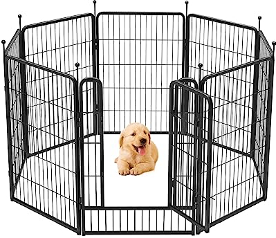 FXW Rollick Unleashed Dog Playpen for Indoor, Yard, RV Camping, 40 inch 8 Panels for Medium and Large Dogs, Black│Patented