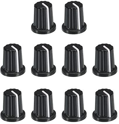 QUARKZMAN Potentiometer Drehknopf ABS Gitarre Knopf für E-Gitarren Verstärker Stereoanlagen Bass 6mm D Typ Welle 180° Schwarz 10Stk
