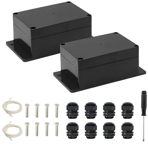QLOUNI 2 Stück Abzweigdose Aufputz IP65 Wasserdicht 100×68×50 mm ABS Abzweigdose Elektrische Projektbox mit Festem Ohr Abzweigdose Gehäuse Verteilerdose Elektrische Anschlussbox (Schwarz)