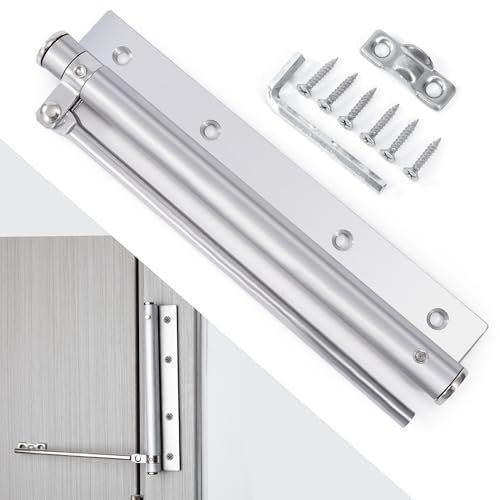 Heveer Ferme-porte automatique à ressort réglable Ferme-porte en acier inoxydable pour portes intérieures et extérieures maison bureau argent