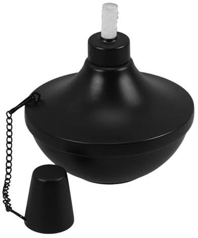 TOBBOMEY Lámpara De Aceite Recargable De Mesa Tiki para Exteriores De Metal Mecha y Tapa para Decoración De Jardín y Patio Lámpara De Aceite De