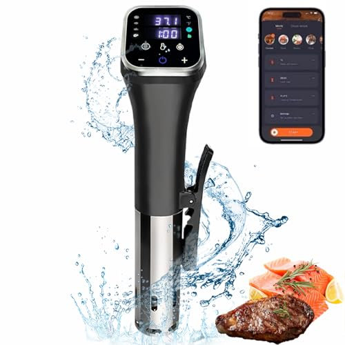 Máquina Sous Vide, contenedor Sous Vide de 1100 W con Control de Wi-Fi y aplicación, Control de Temperatura de 25-92,5 ℃, sincronización, Pantalla táctil, protección contra Fugas, Cocina so