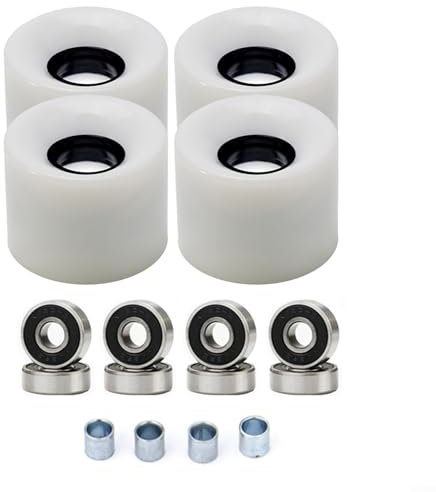4 st skateboard longboard-hjul, med ABEC-9 lager distanser, smidig glidprestanda, mot damm och smuts, för standard skateboards (vit)