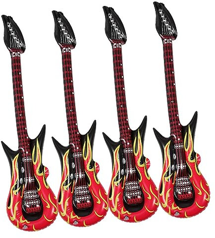GETAJGHSD 4piezas Guitar Inflable De PVC Duradero con Diseño para Niño Niña y Fiestas Temáticas Rock and Roll