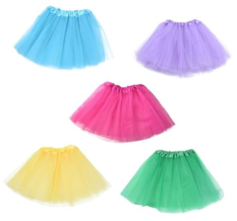 LIOOBO Jupe Tutu Pour Fille En Tulle à 3 Couches Coloré Jupe Tutu Volumineuse Douce Et Légère Lot De 5 Ceinture Élastique Pour Fêtes Et Spectacles
