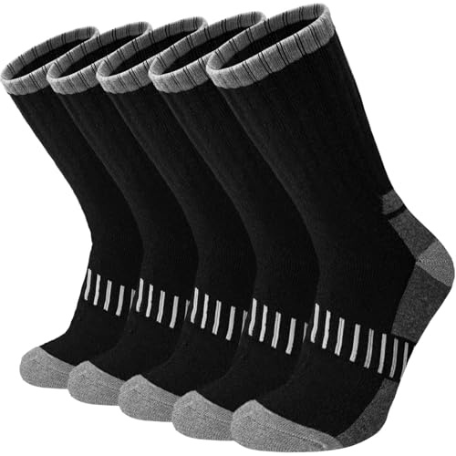 Wamicu Men’s Heavy Duty Work Socks (5 Pack), Cushioned & Durable Boot Socks for Work, Hiking, Walking & Outdoor Use, UK Size 6–11