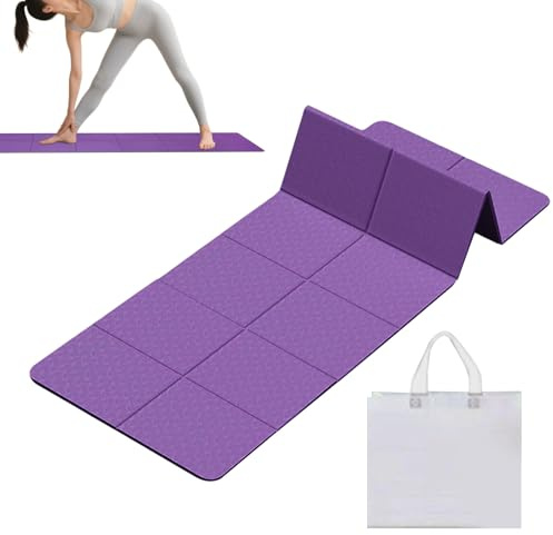 Hopningsbar Yogamatta för Resa | Fitnessmatta för Gym 6 mm Tjock,Bärbar Hopfällbar Yogamatta Med Förvaringsväska För Träningsstudio Gym Träning Resa Picknick