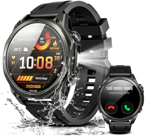DOOGEE Anywise W1 Orologio Smartwatch Uomo,GPS Dual-Band Integrato,5ATM Impermeabile Militare Smart Watch,1.43 AMOLED Fitness Tracker Per Android iOS,170+Sports Modes,Answer/Make Call/18 Days Battery